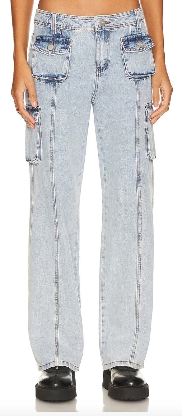Superdown Cargo Jeans Size 29 Low Rise Baggy Straight Carpenter Revolve $84 NEW